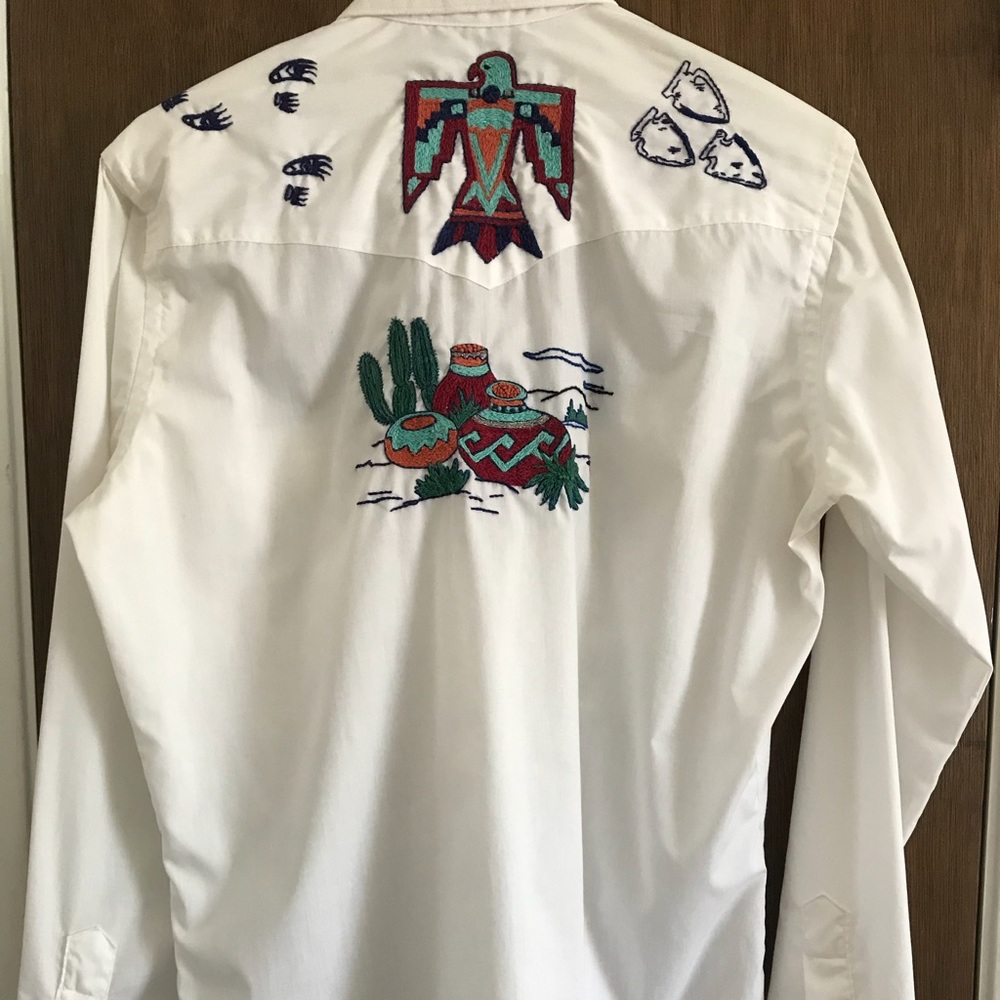 Hand Embroidered 1980s Wrangler Western Shirt